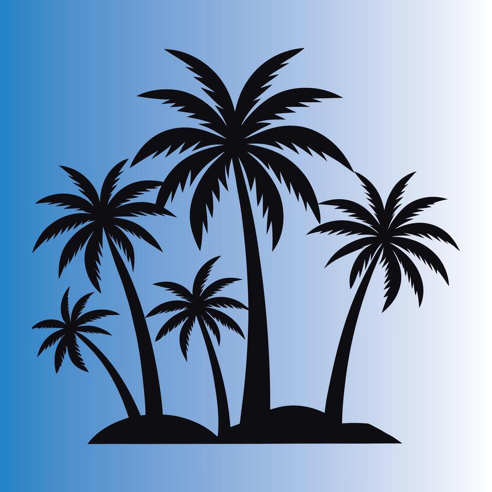 Tropical Coconut Tree Icon Collection Exotic Illustrations. vector