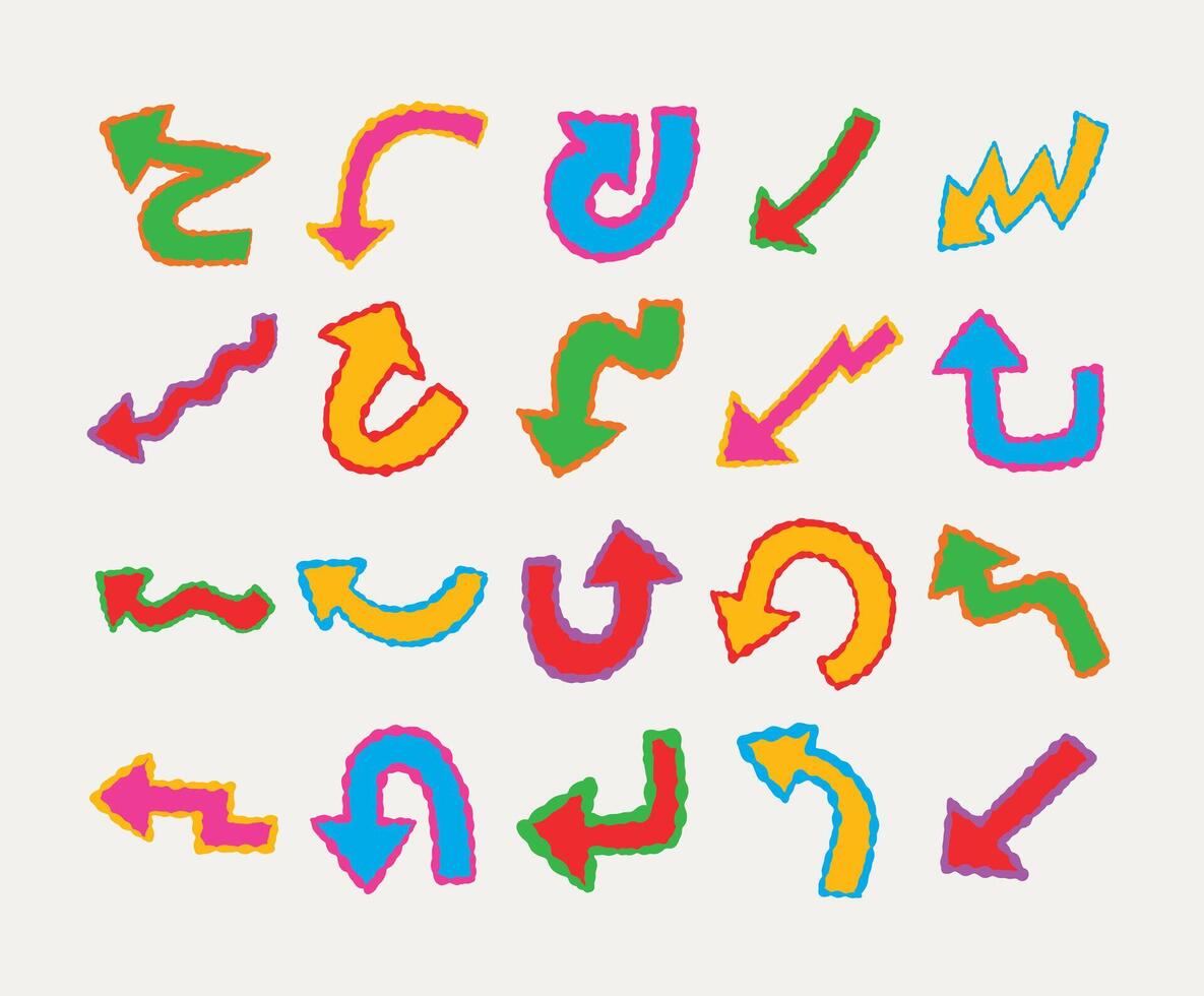 Multicolored Hand-Drawn Arrows vector