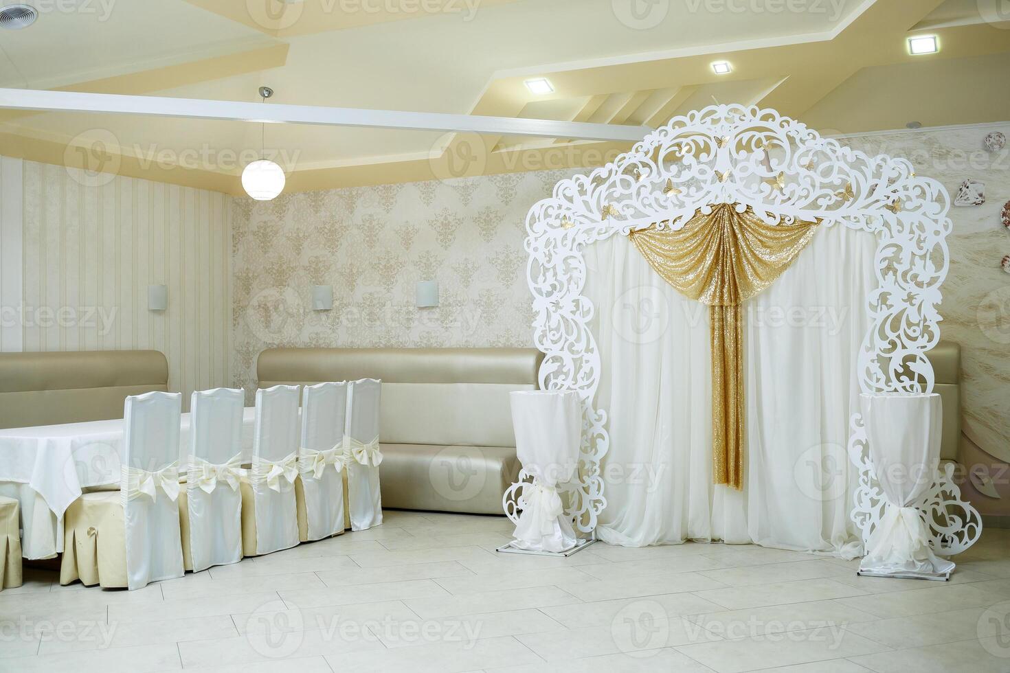 Wedding beautiful arch for the wedding ceremony of the newlyweds photo