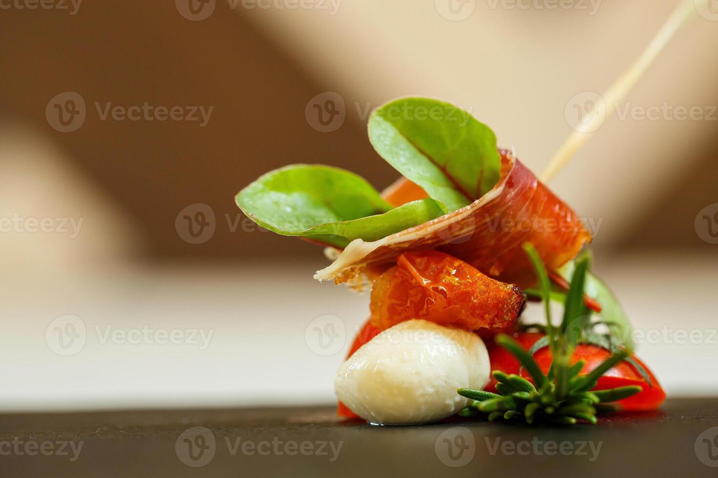 Delicious food in the restaurant on a plate photo