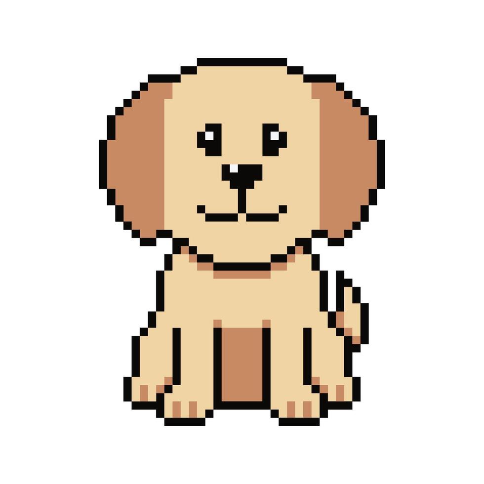 Pixel art cute labrador retriever dog in retro style vector