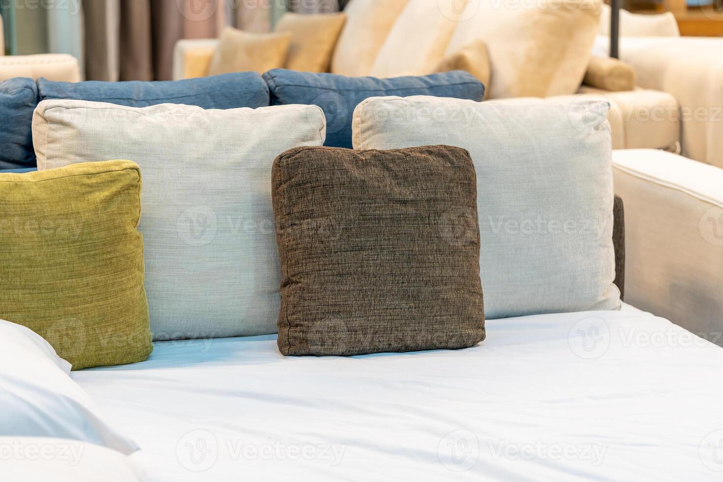 decorative pillows interior decoration for sale in furniture shop. photo