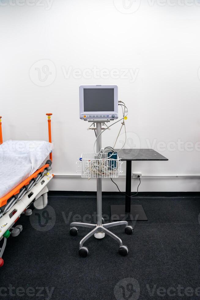 Medical monitor for professional doctor and surgeon is working in a medical lab with the high technology to recover a patient by looking on the monitor. photo
