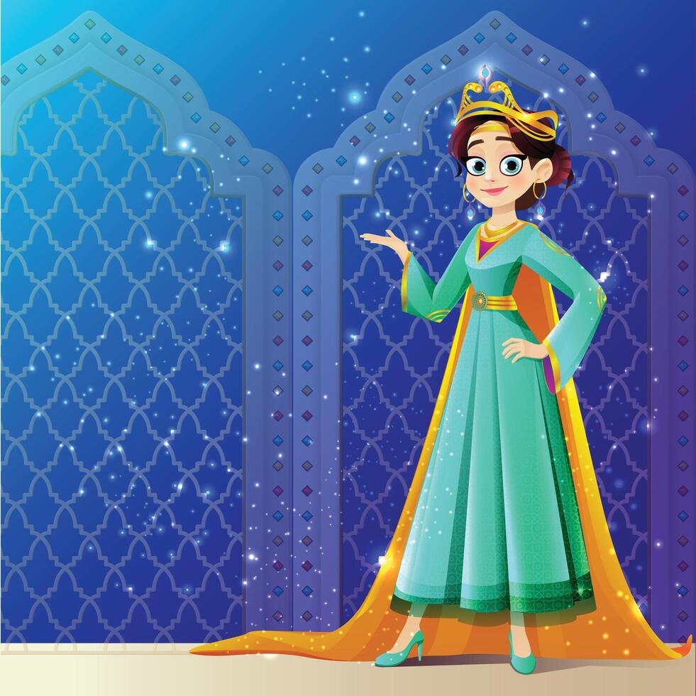 Cute princess girl Character design dark Background. vector
