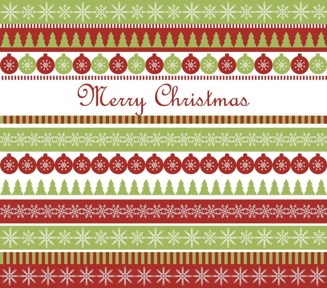 Merry Christmas greeting card with Christmas borders vector