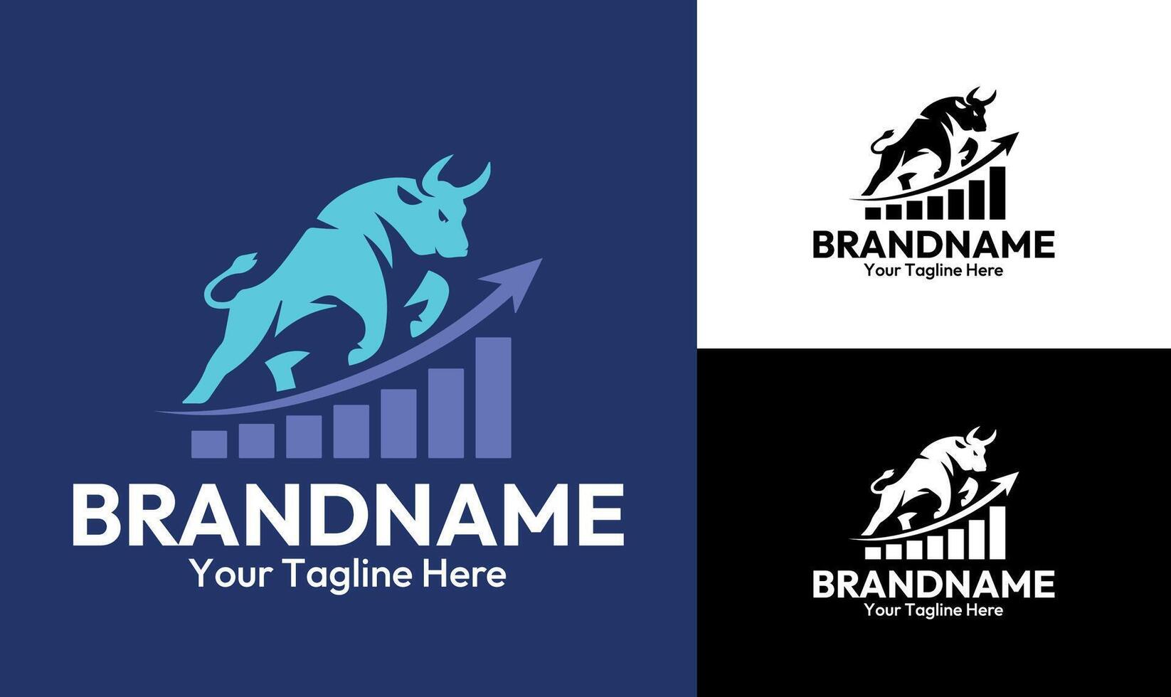 Bull Chart Trading Logo Design for Financial Growth and Investment Branding vector