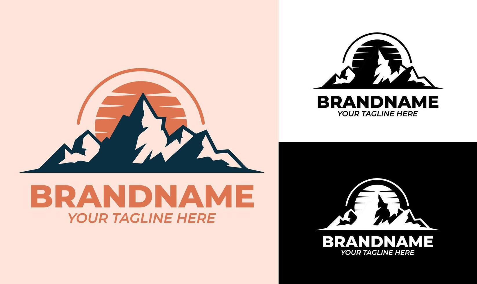 Clean Minimalist Mountain Logo Design Template vector