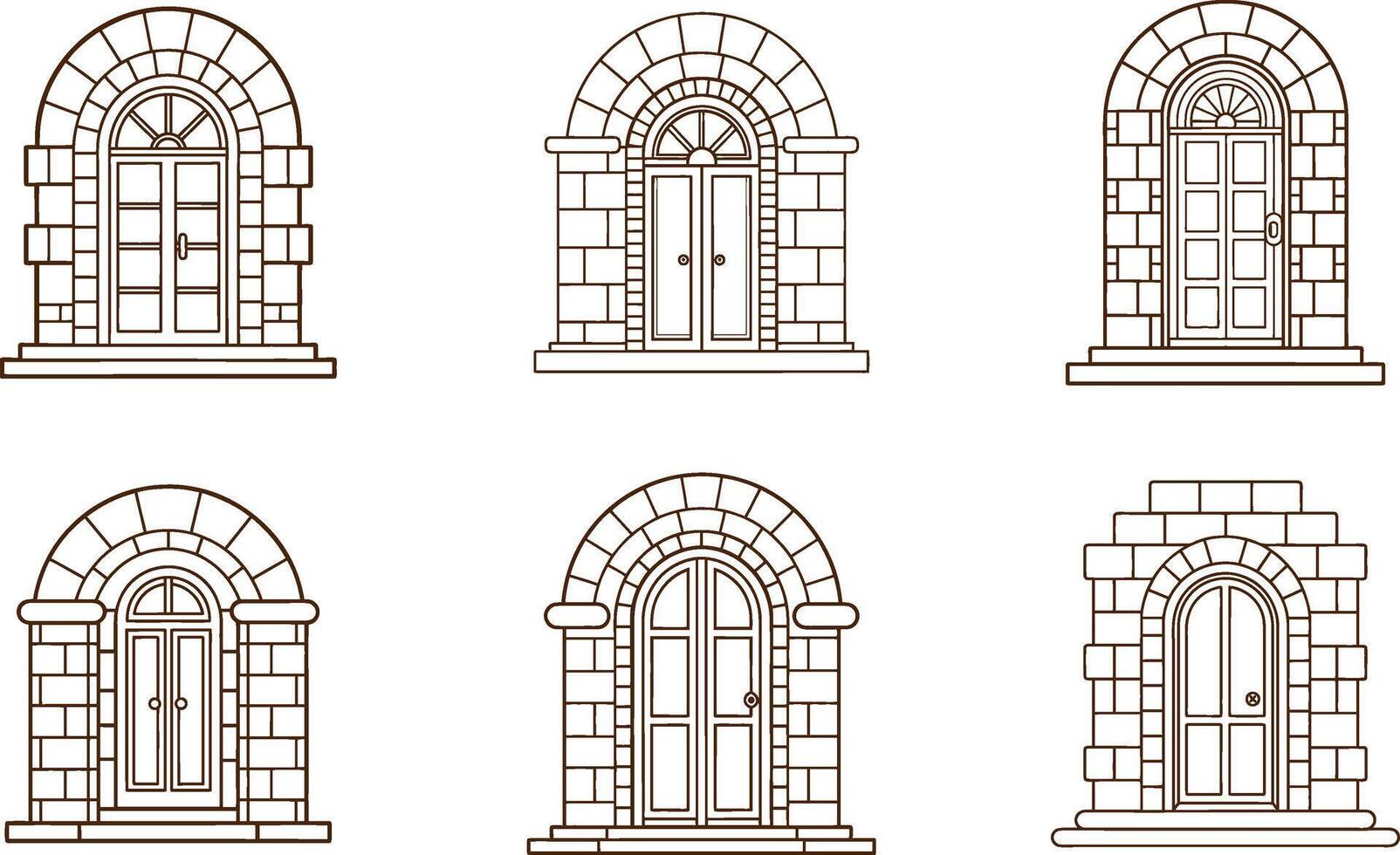 Architecture door set vector