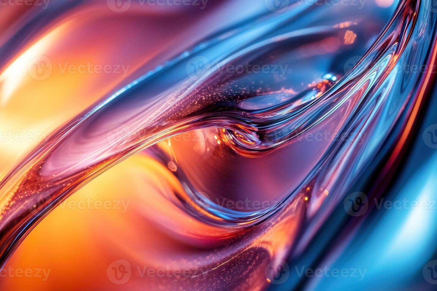 Abstract swirling liquid with vibrant colors and light reflections. photo