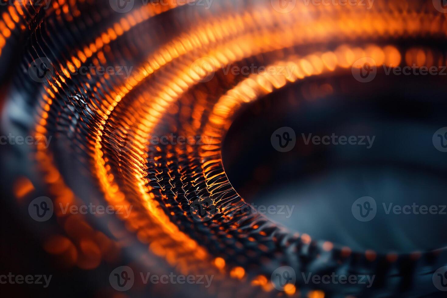 Abstract swirling orange and black textured circular pattern. photo