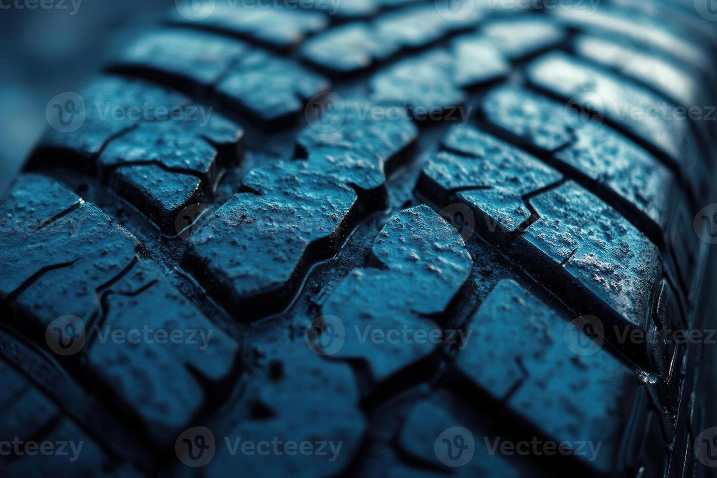 Close-up of a worn tire tread showing texture and detail. photo