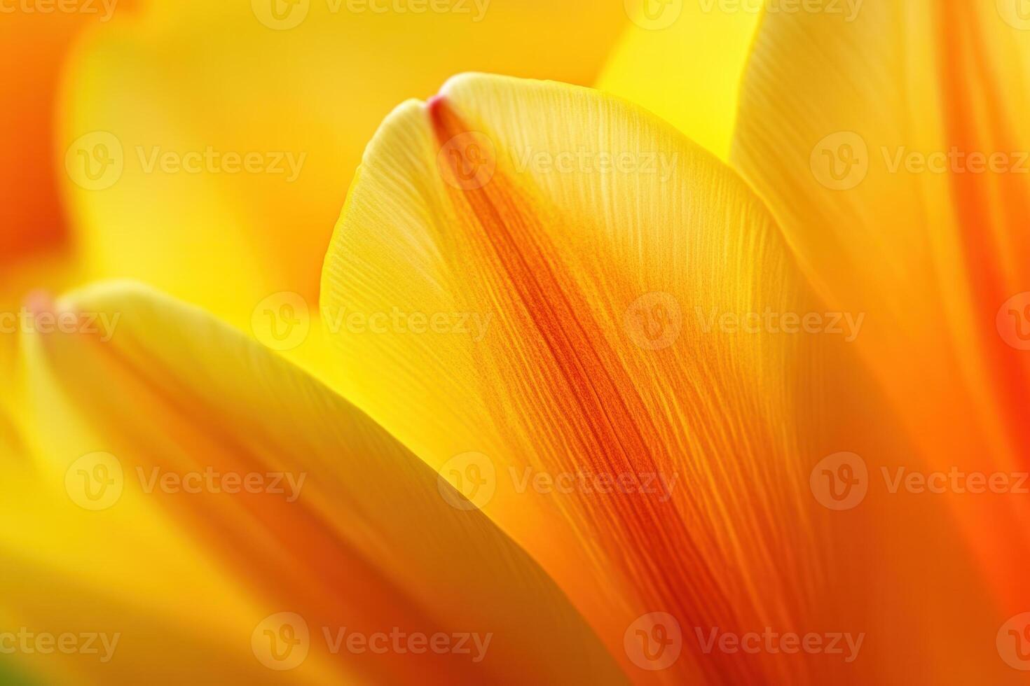 Close-up of vibrant yellow and orange tulip petals, showcasing delicate texture and sunlight. photo