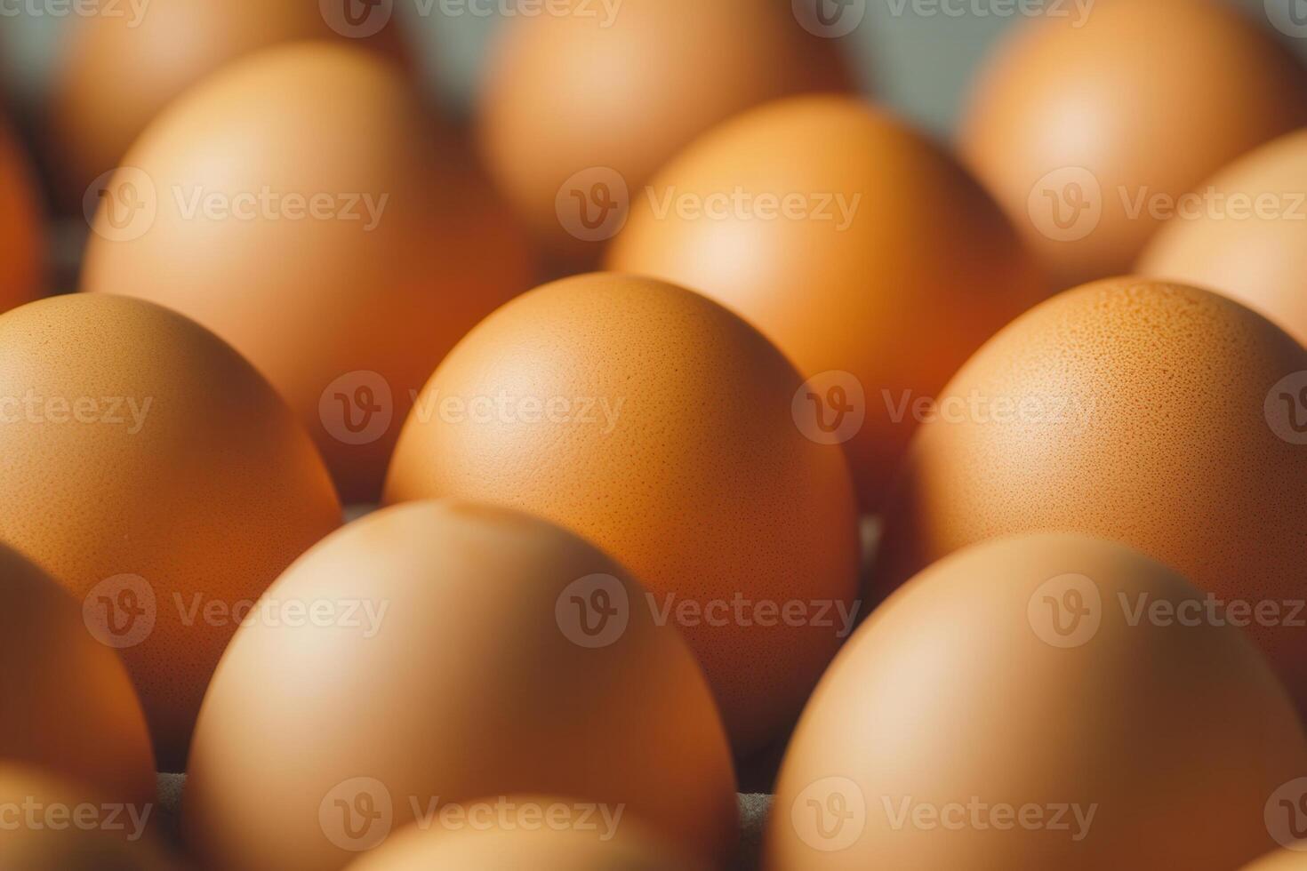 Close-up of many brown chicken eggs in a carton. photo