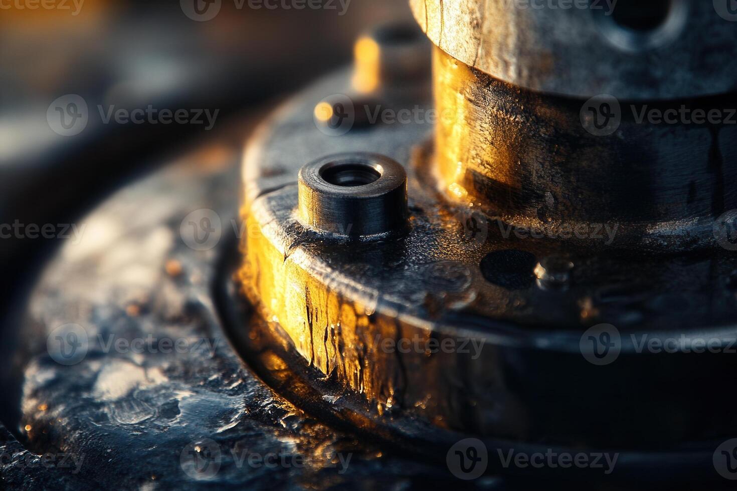 Close-up of weathered industrial machinery part. photo