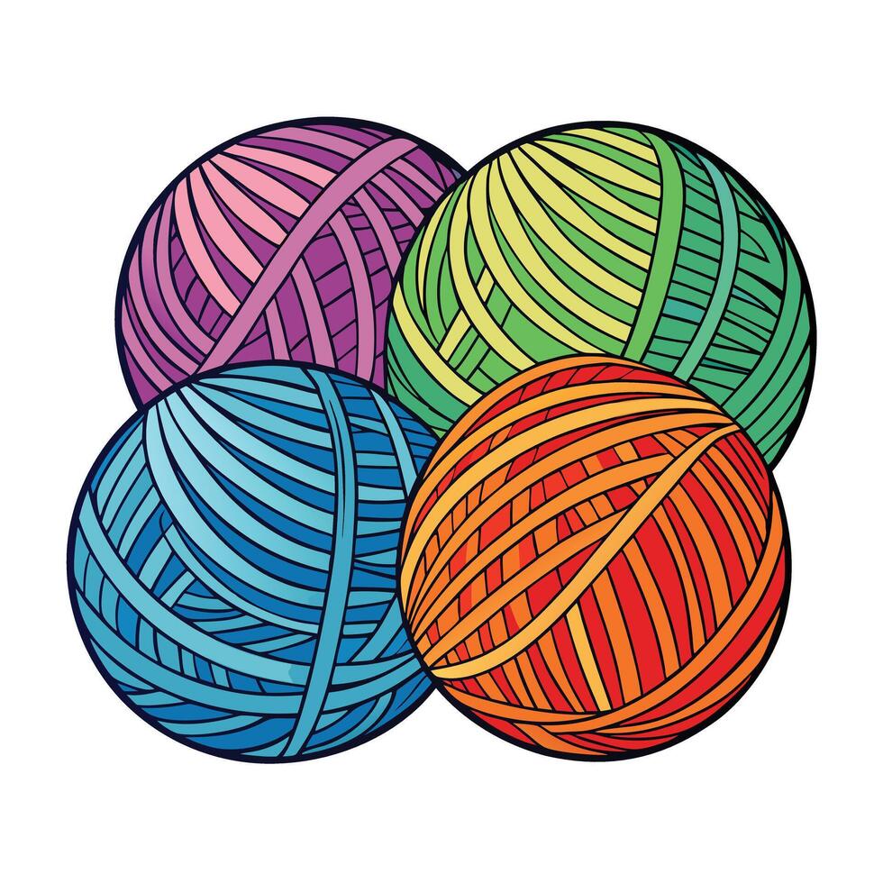 Colorful balls of yarn on a white background vector
