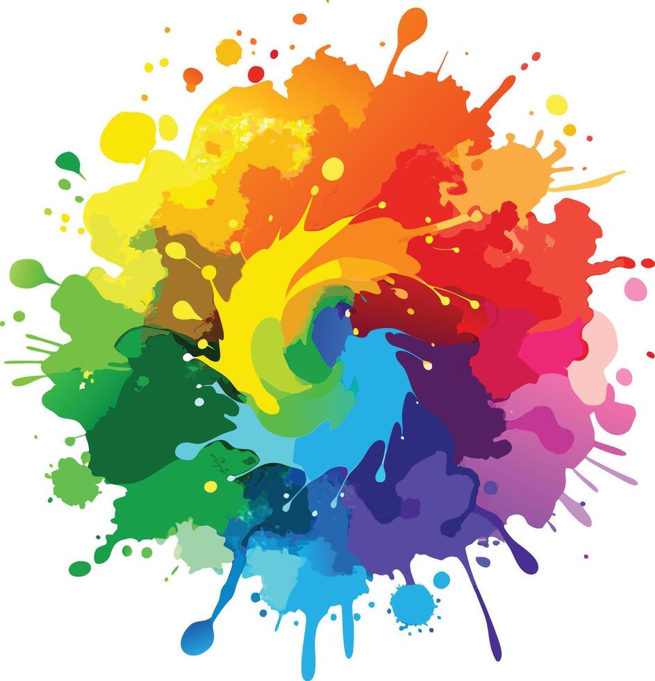 Colorful paint splashes in a circle vector