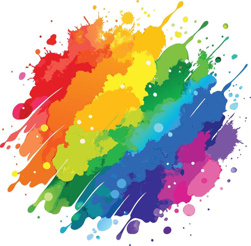 Colorful paint splatters on white background vector