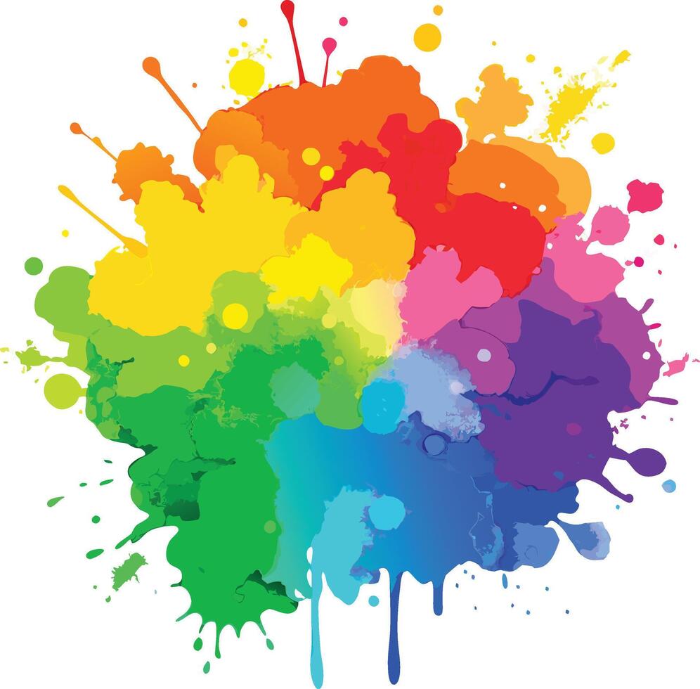 Colorful paint splatters on white background vector