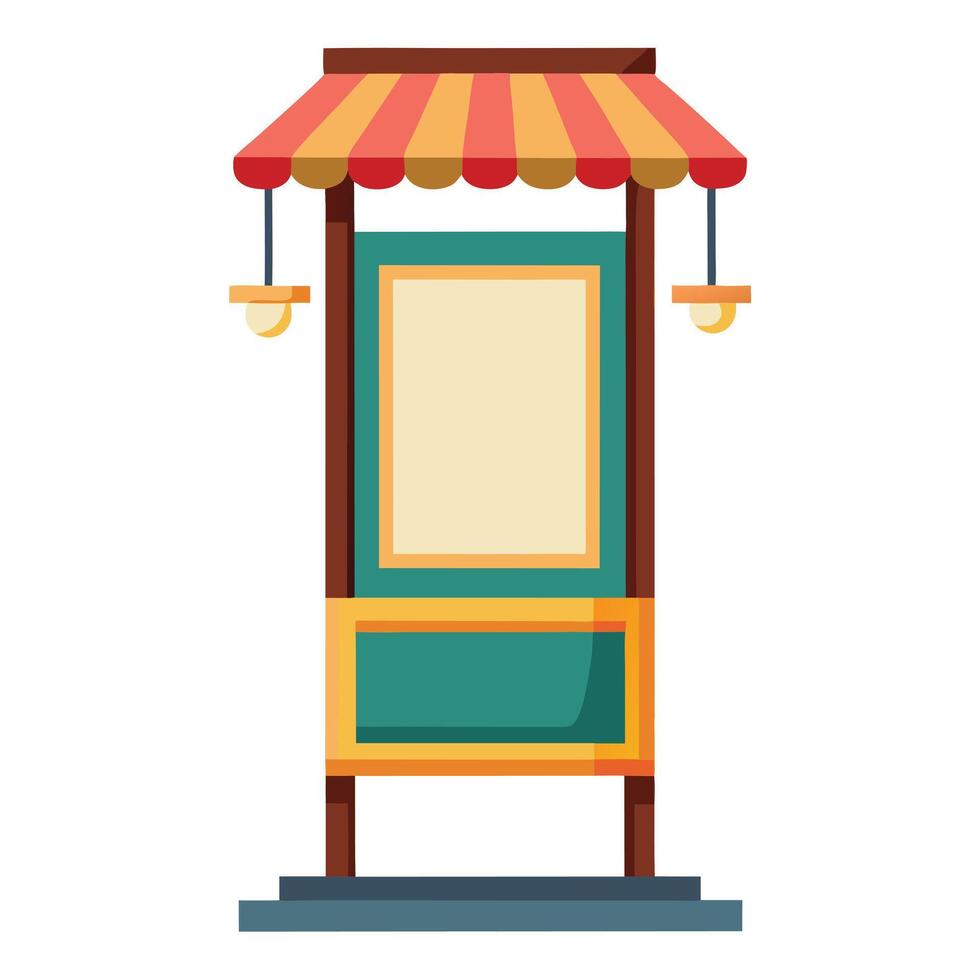 A billboard stand with a canopy and a sign vector