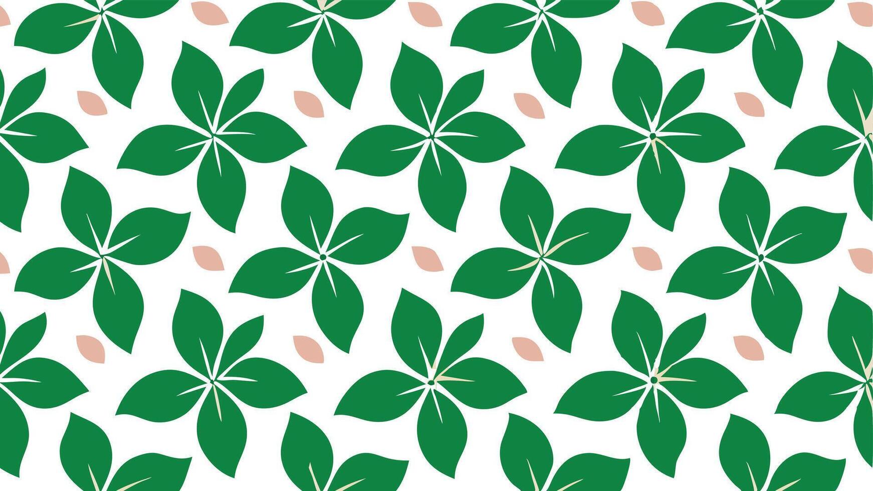 A green and pink pattern with leaves vector
