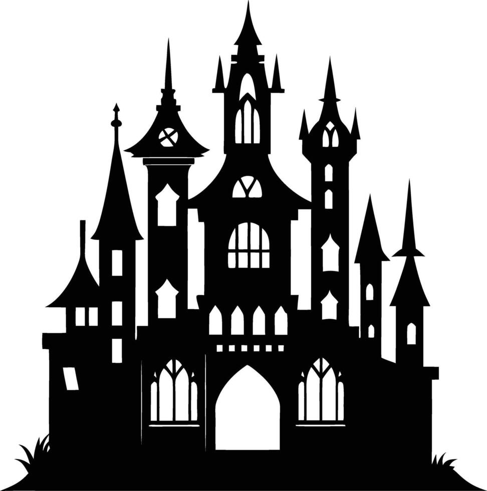 Halloween castle silhouette clip art vector