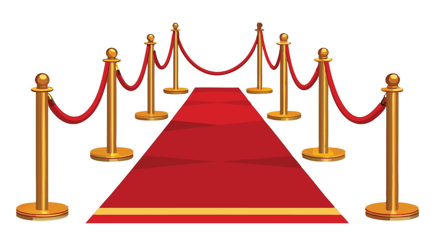 Red carpet with gold ropes and barriers illustration vector