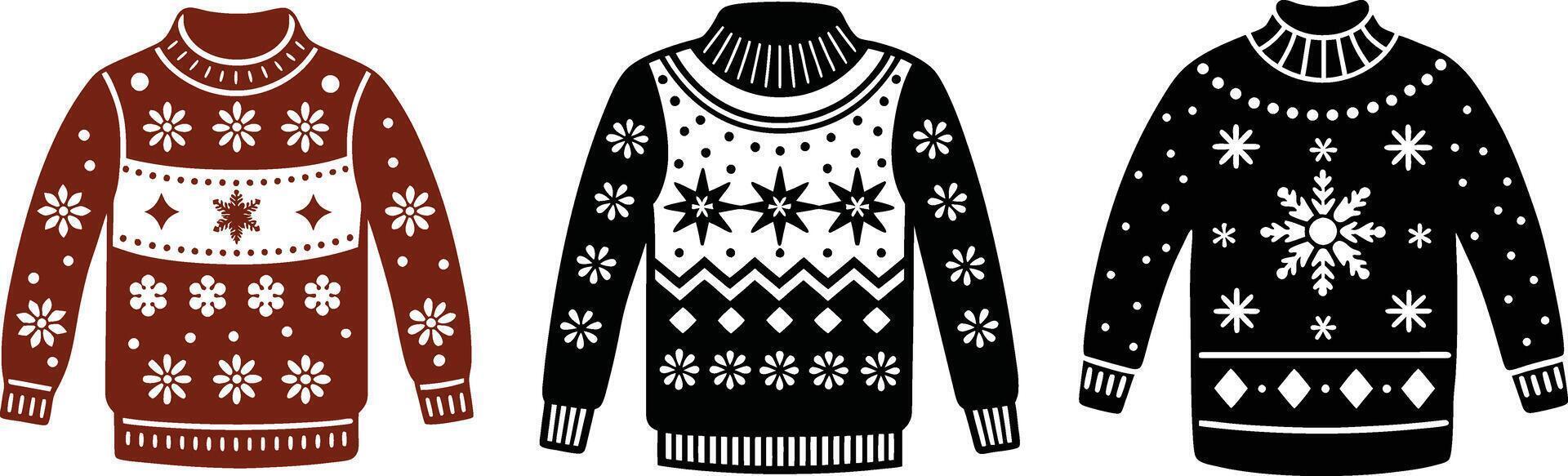 Three sweaters with different designs vector