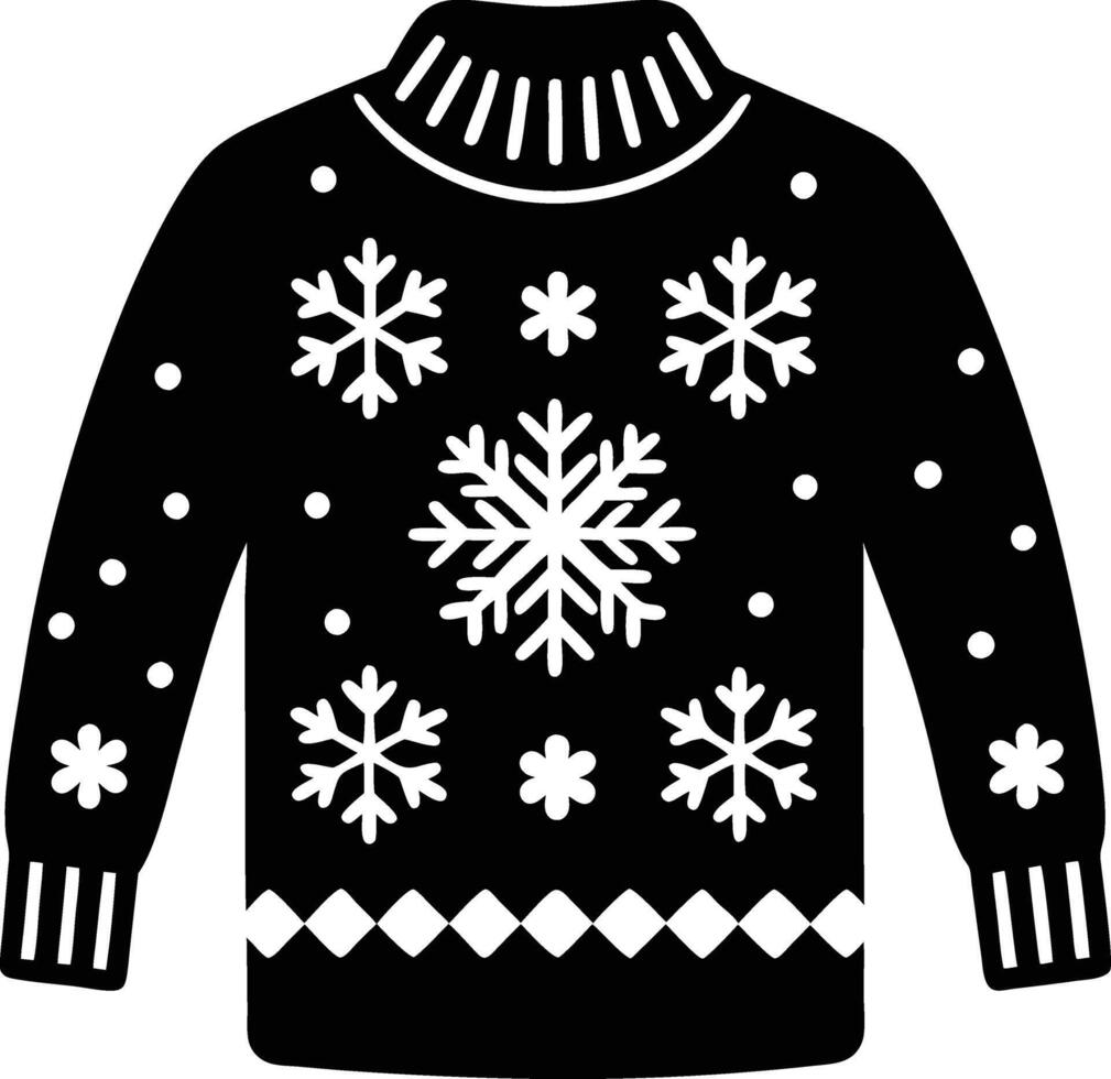 An ugly sweater with snowflakes on it vector