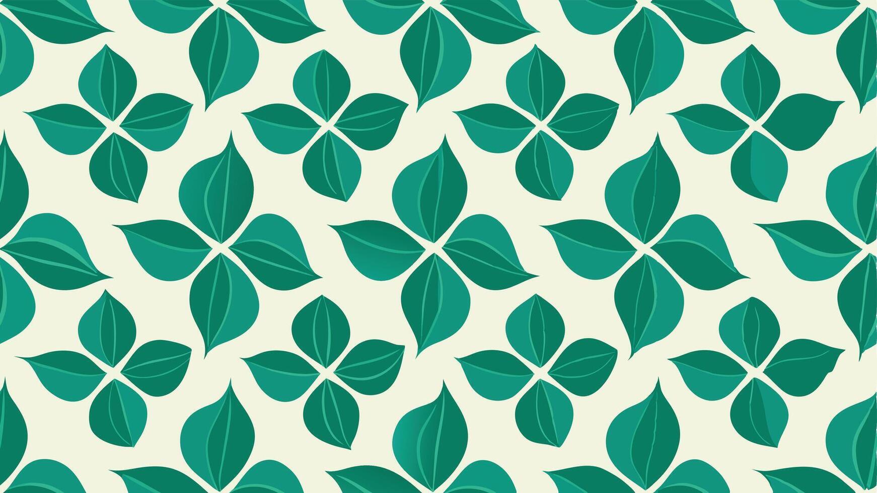 A green and white pattern with leaves vector