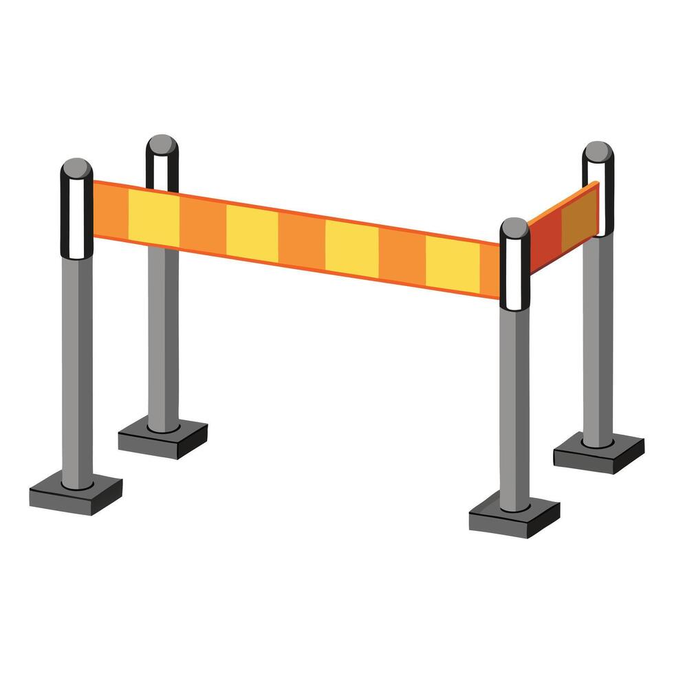 A barrier with two poles and a yellow stripe vector