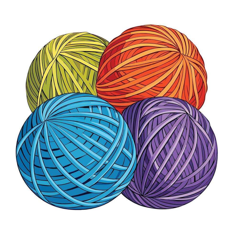 Colorful yarn balls on white background vector