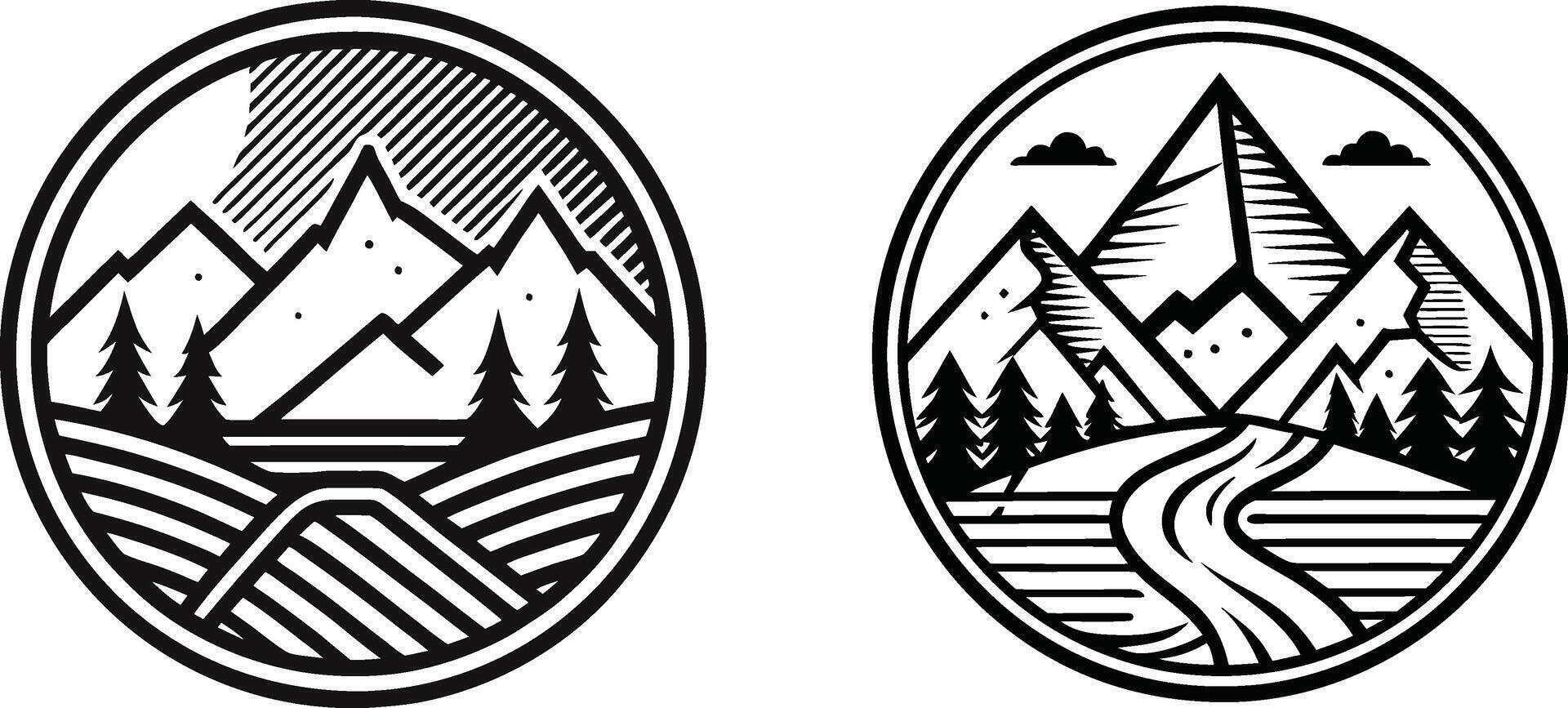 Mountain and river vector