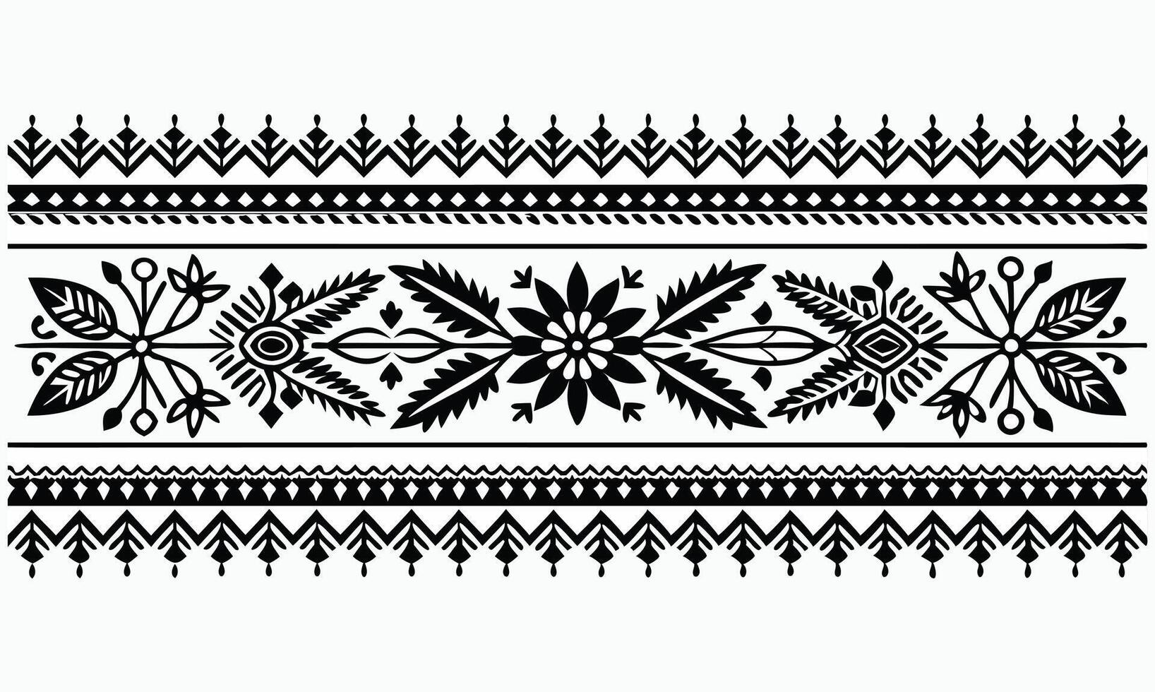 A black and white pattern with a floral design vector