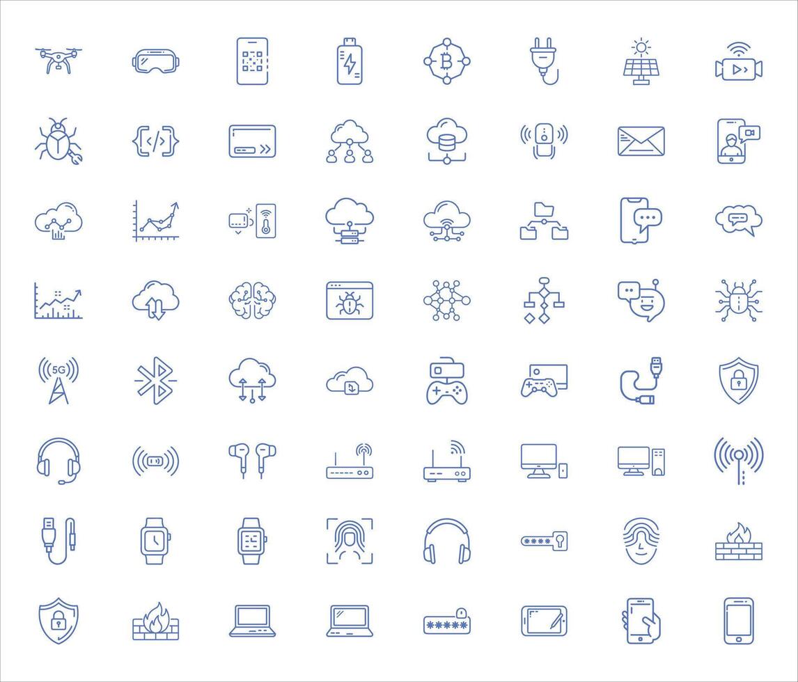 64 Smart Tech Symbols Collection vector