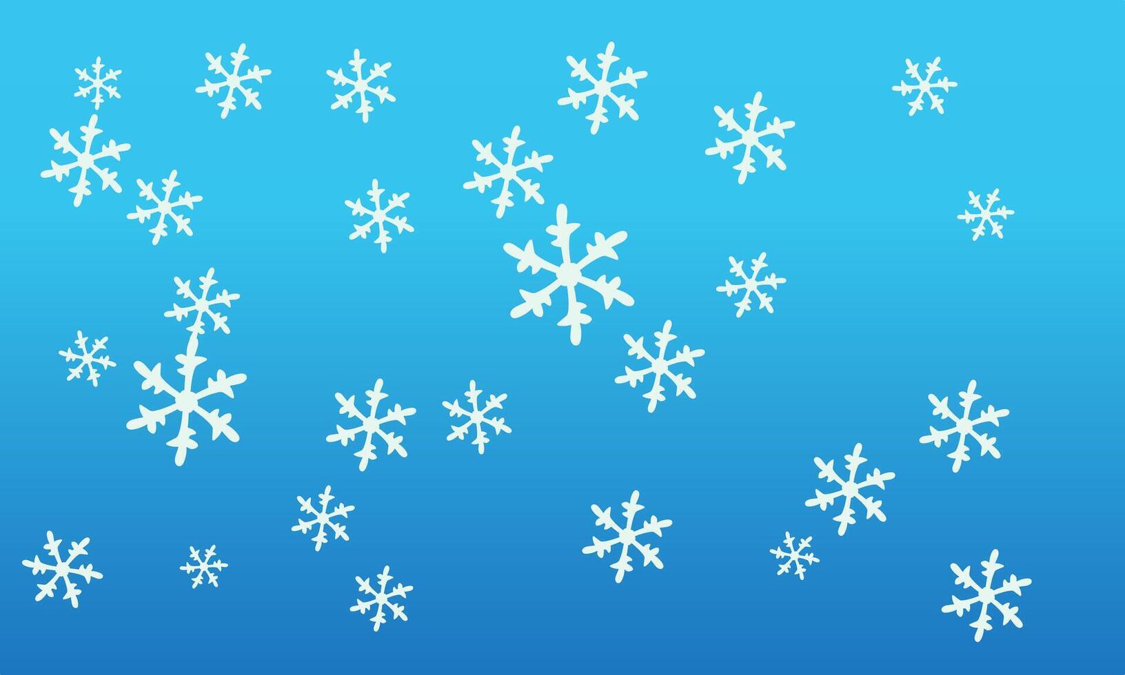 Winter-themed background with white snowflakes scattered on a blue gradient backdrop. Ideal for seasonal designs, holiday invitations, greeting cards, or festive decorations vector