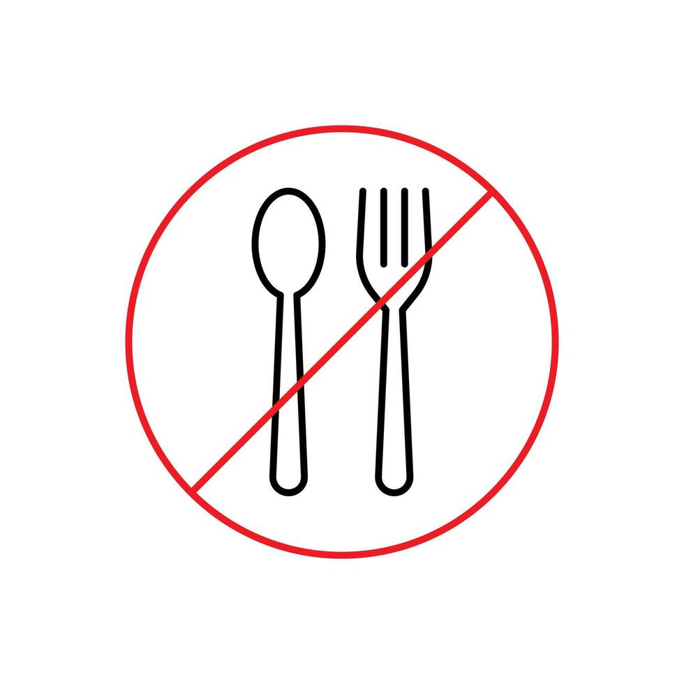 No Food Icon. spoon and fork outline vector