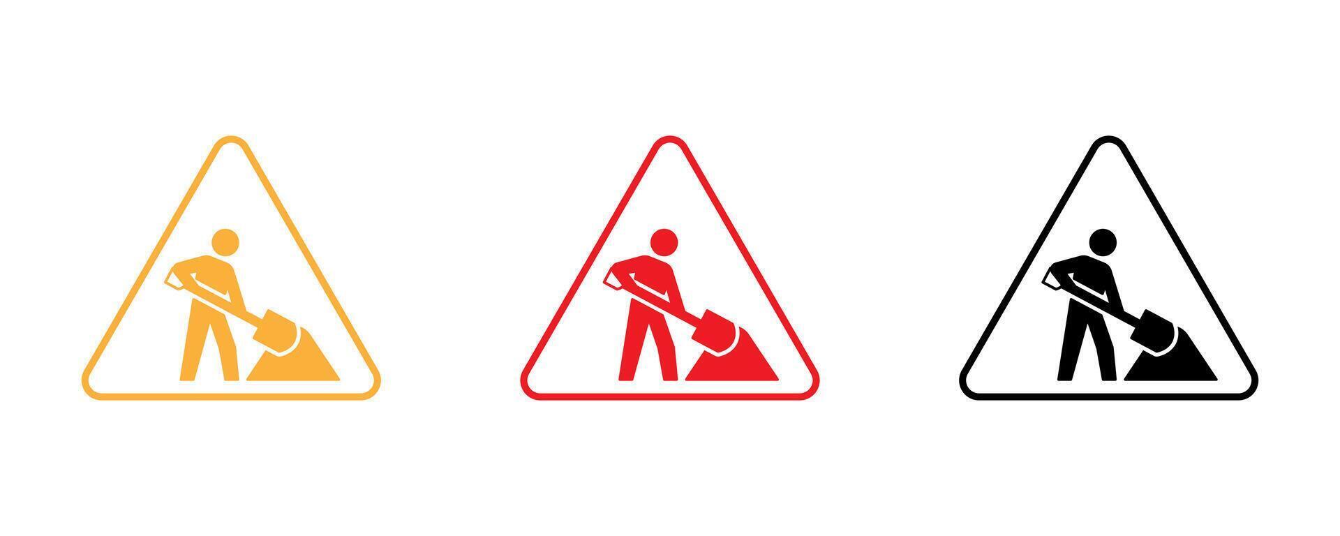 under construction road sign yellow. red. black color vector