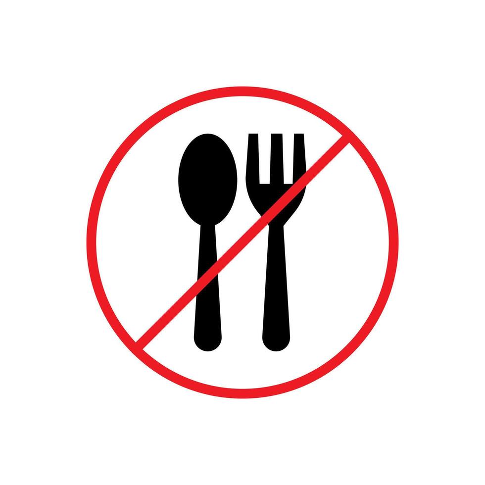 No Food Icon. spoon and fork silhouette vector