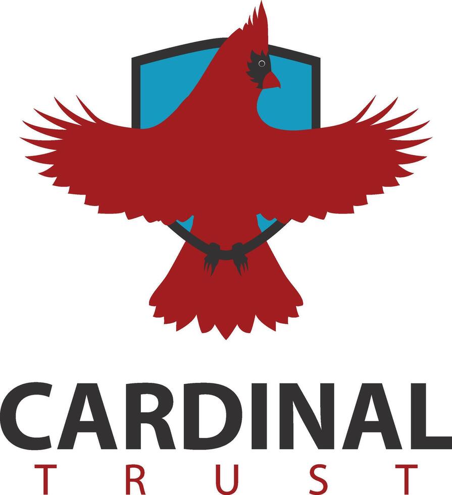 Cardinal bird and shield logo vector