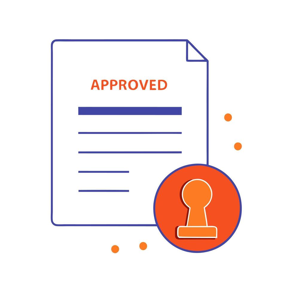 Floating contract and stamp with Approved text vector