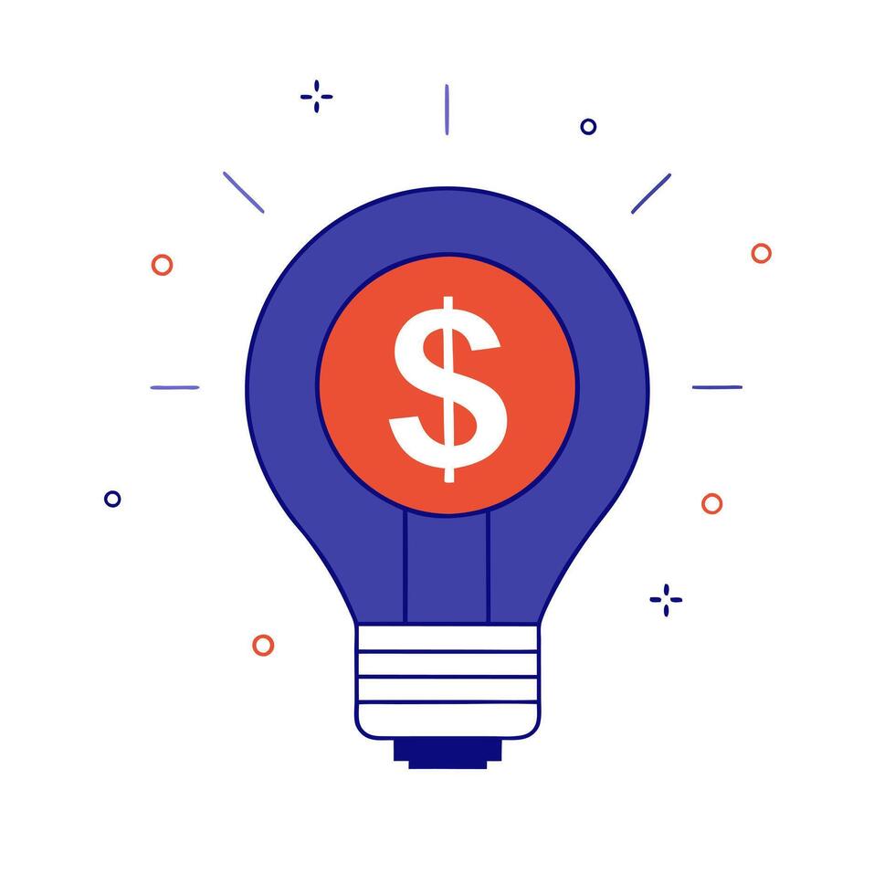 Dollar sign and lightbulb isolated on a white background vector