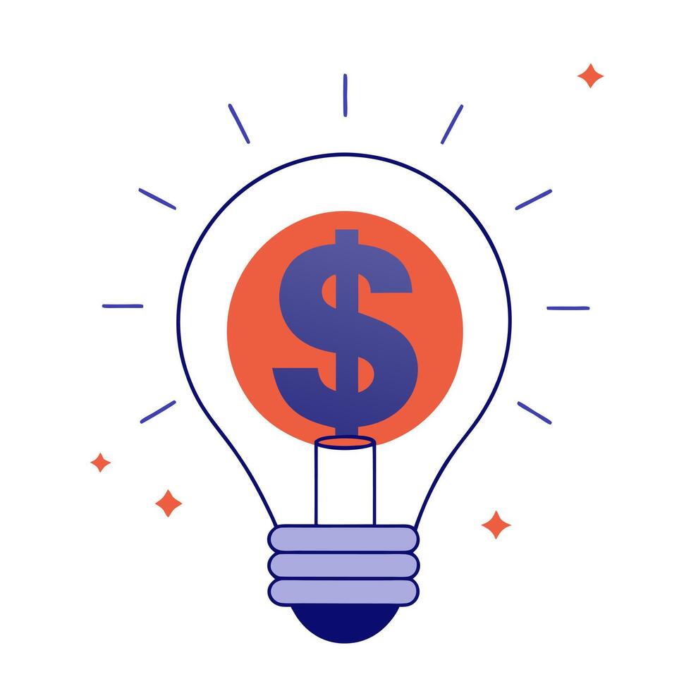 Dollar sign and lightbulb with the word Ideas isolated on a white background vector