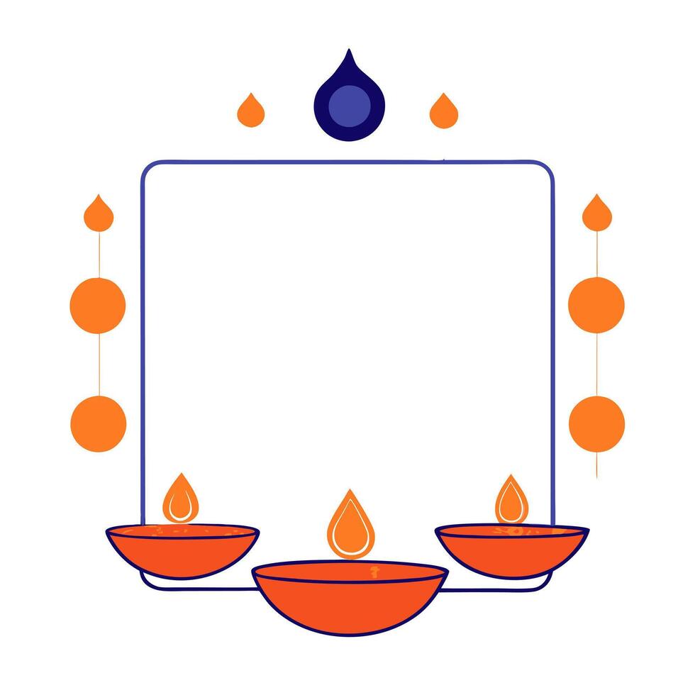 Floating Diwali diyas and golden coins framing an abundant copy space with Prosperous Diwali wording vector