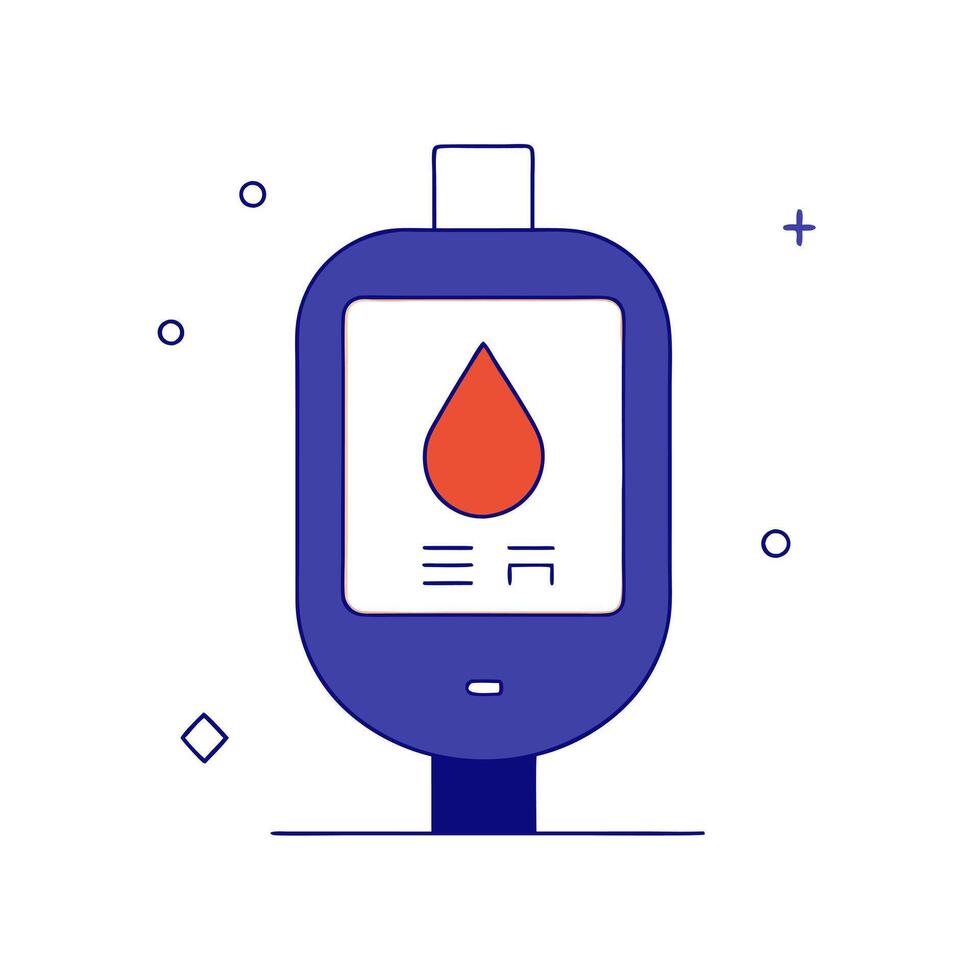 Floating diabetes management app and glucose test strip on white background vector