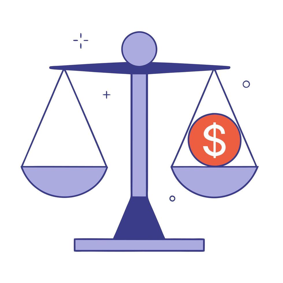 Dollar sign and scales with the word Balance isolated on a white background vector