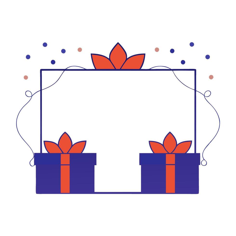 Diwali gift boxes and glowing ribbons framing a festive copy space with Diwali Gifts wording vector