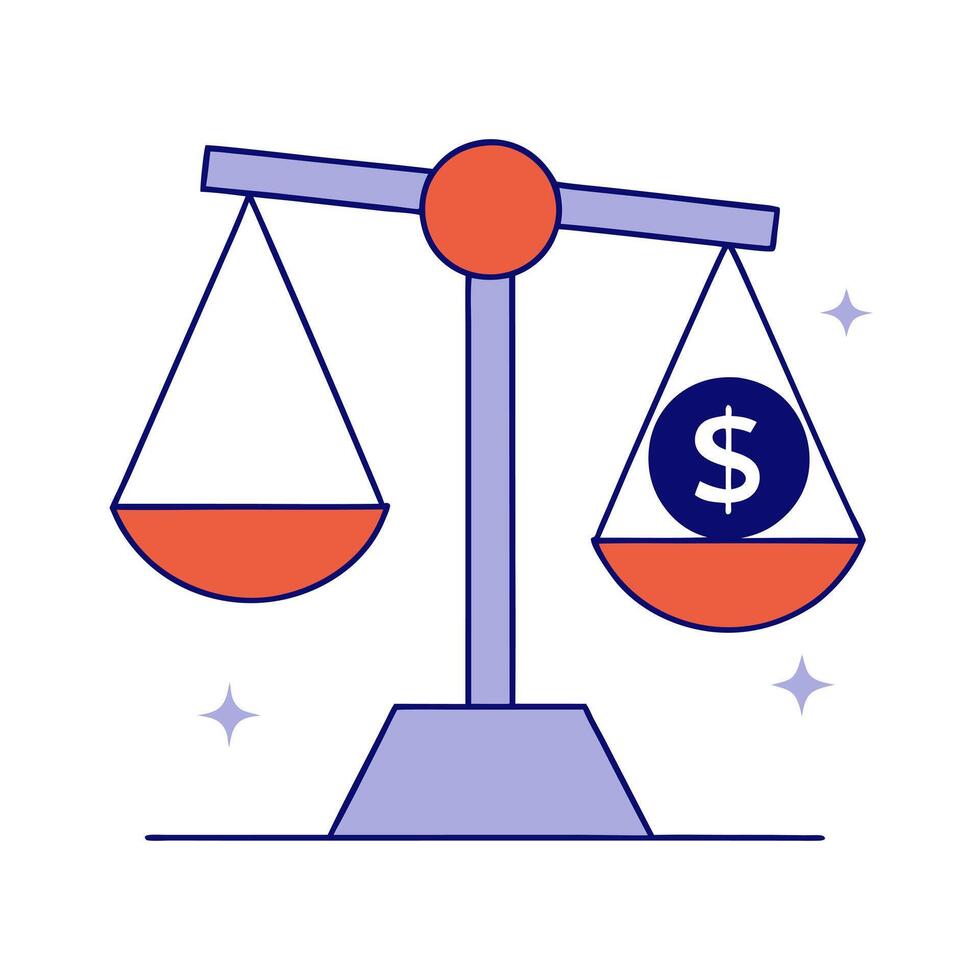 Dollar sign and scales isolated on a white background vector
