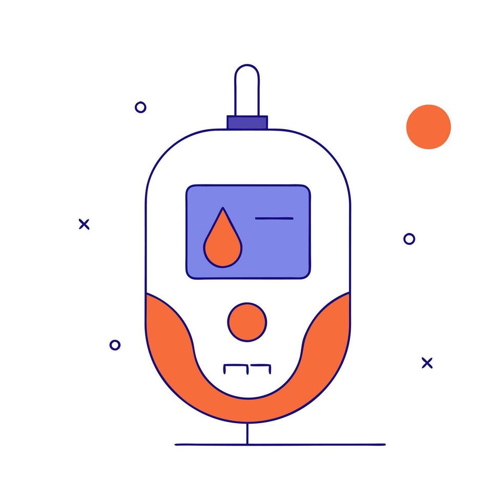 Floating glucose meter and diabetes education icon vector