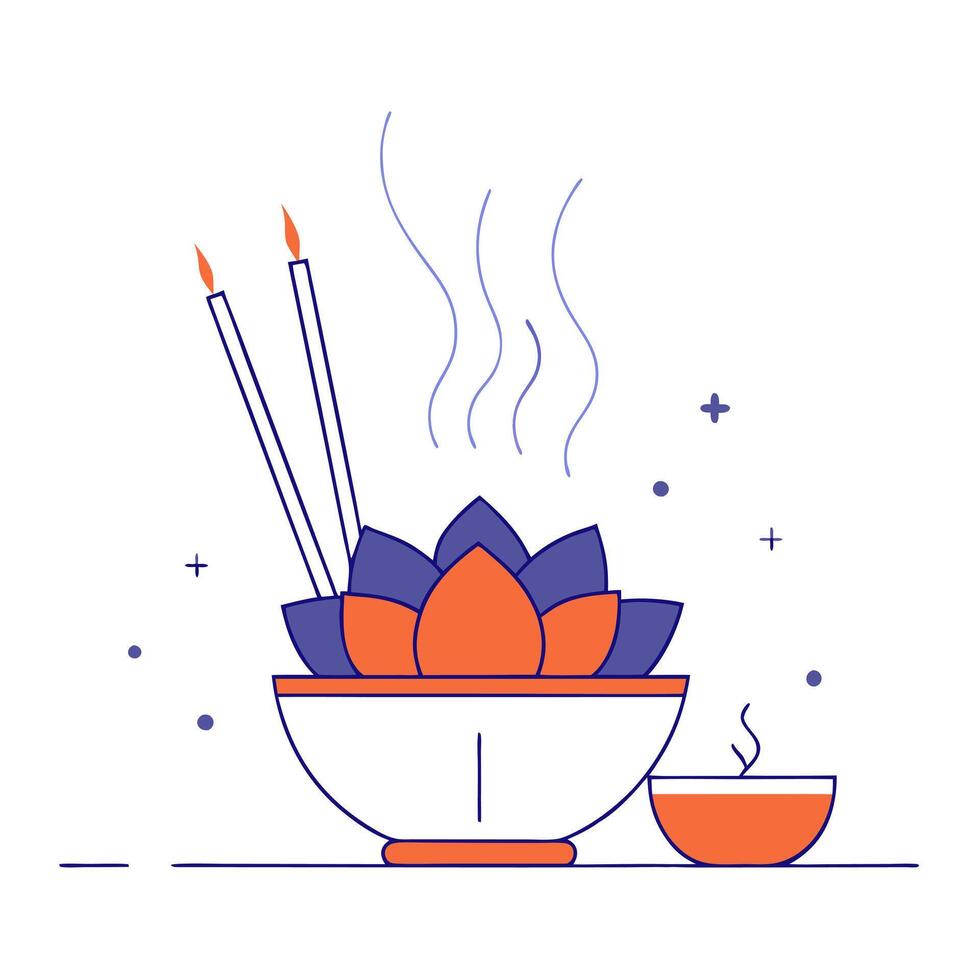 Glossy background of a Labh Pancham puja setup with incense vector