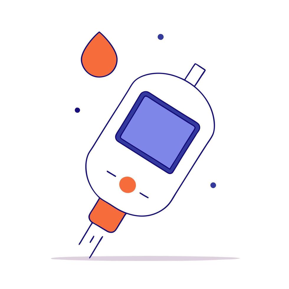 Floating glucose meter and lancet device on white background vector